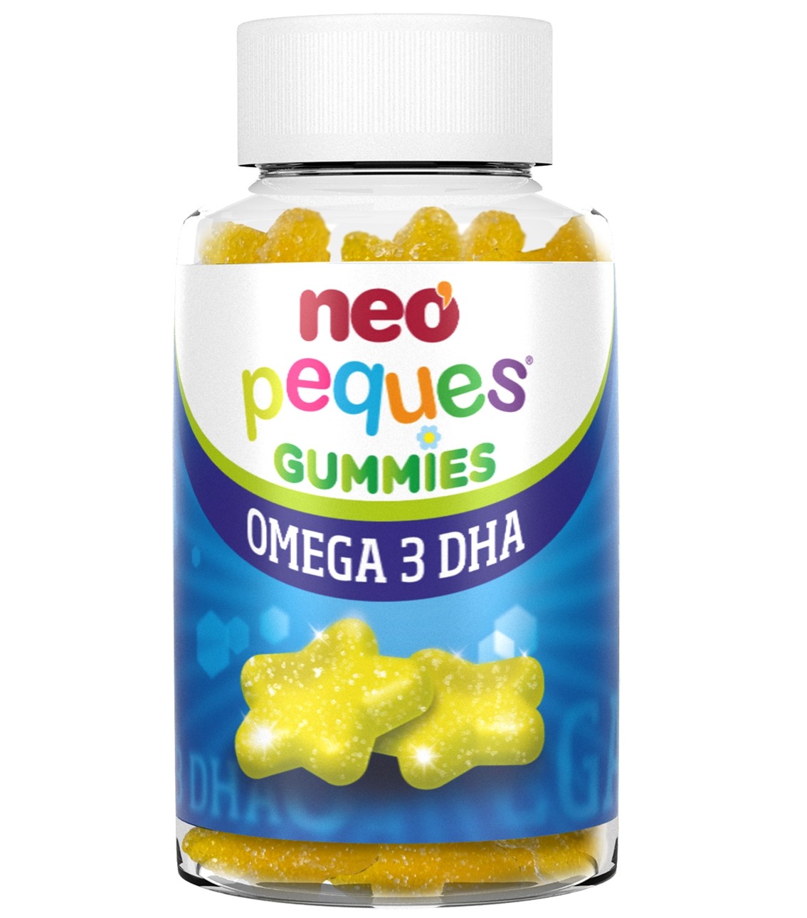 NEO PEQUES GUMMIES OMEGA 3 DHA 30 UNITÉS. Complément alimentaire sous forme de délicieux bonbons gélifiés pour enfants, avec Oméga 3.